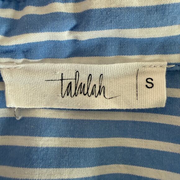 Talulah Blue White Stripe Cotton Pajama Set Button Shirt Shorts Small - Picture 2 of 12